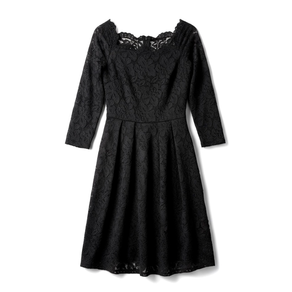 Classic Black Lace Midi Dress - Elegant Women's Occasion Dress
